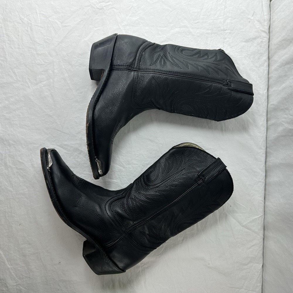Vintage Durango Black Leather Cowboy Biker Boots RD560 Women's Sz 8 M Toe Rands - Picture 8 of 11